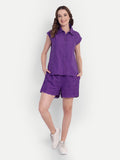 Schiffli Shorts Set- Purple