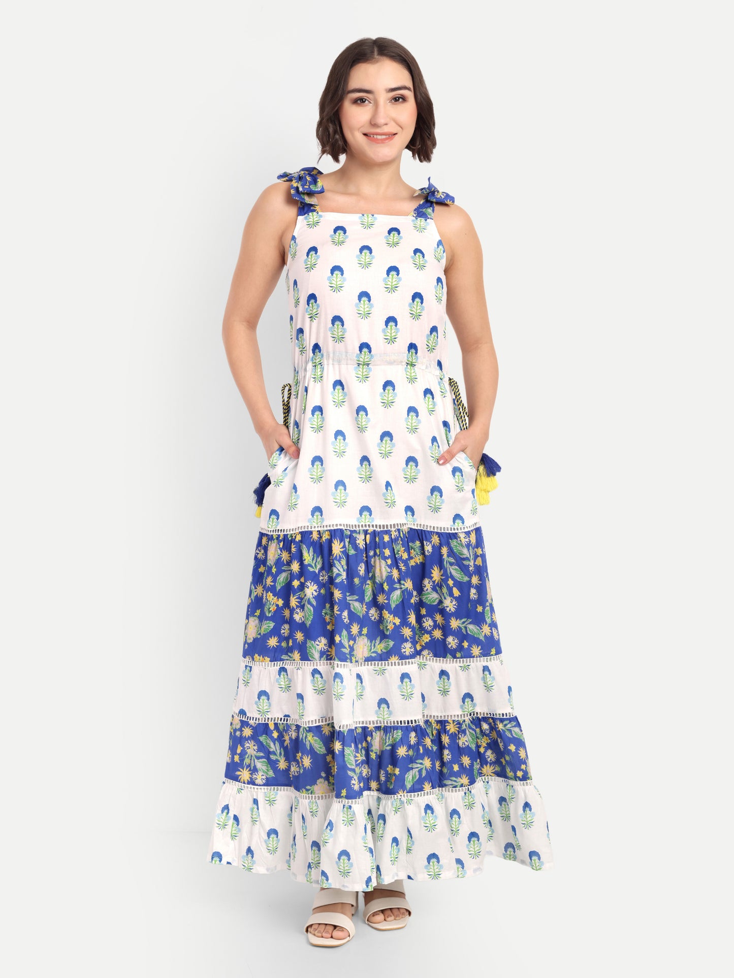 TWIRL TALES-Blue Meadow Maxi Dress
