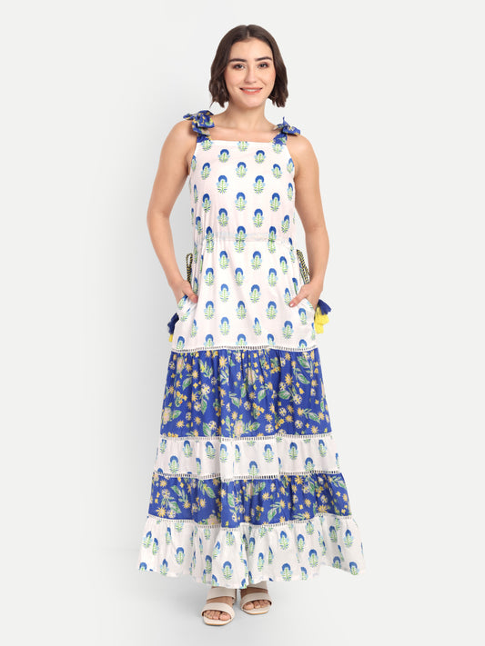 Twirl Tailed-Blue Meadow Maxi Dress