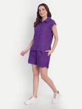 Schiffli Shorts Set- Purple