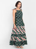 Twirl Tailed-Emerald Bloom Maxi Dress