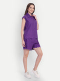 Schiffli Shorts Set- Purple