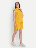 Schiffli Shorts Set-Yellow