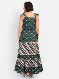 Twirl Tailed-Emerald Bloom Maxi Dress