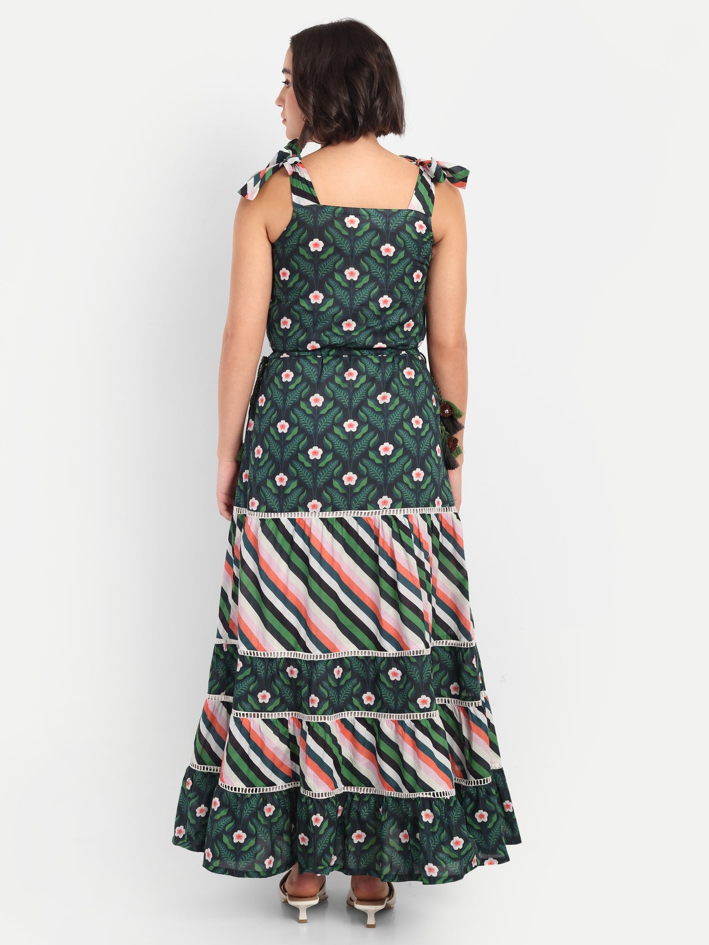 TWIRL TALES-Emerald Bloom Maxi Dress