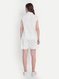 Schiffli Shorts Set- White
