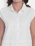 Schiffli Shorts Set- White