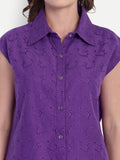 Schiffli Shorts Set- Purple