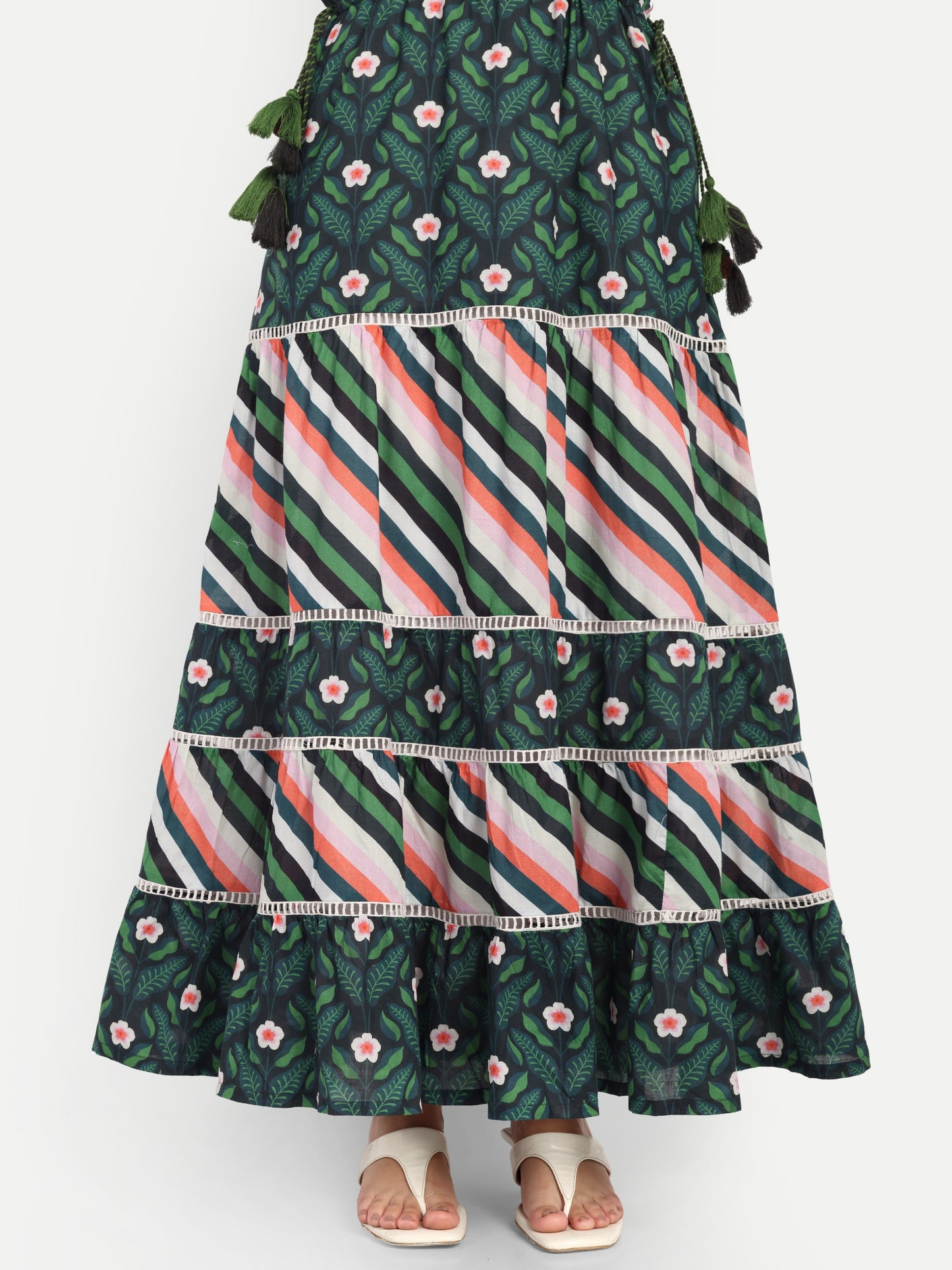 TWIRL TALES-Emerald Bloom Maxi Dress