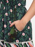 Twirl Tailed-Emerald Bloom Maxi Dress